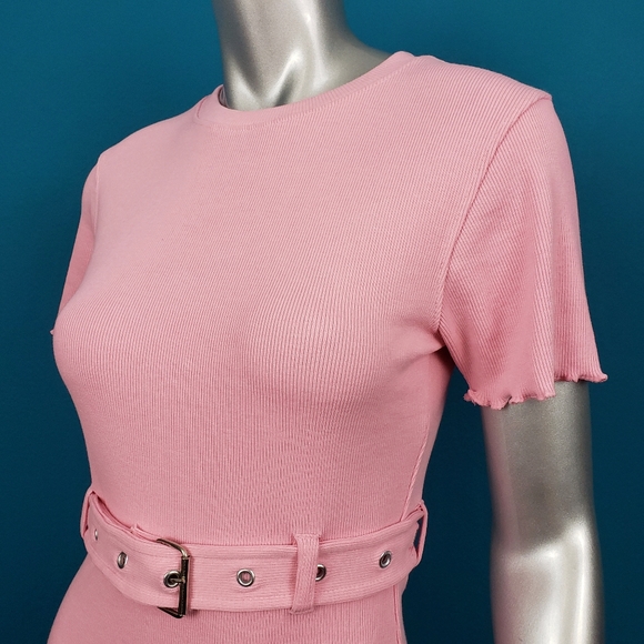 🆕️ 🌸 MISSGUIDED Belted Pastel Pink Mini Dress // (NWT) - Picture 2 of 7